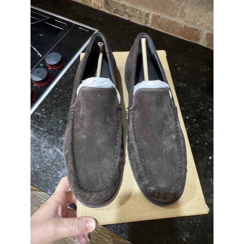 Vince Men Miles Suede Moccasin-style Loafer Slip on Shoes‎ Cocoa Brown Size 8M